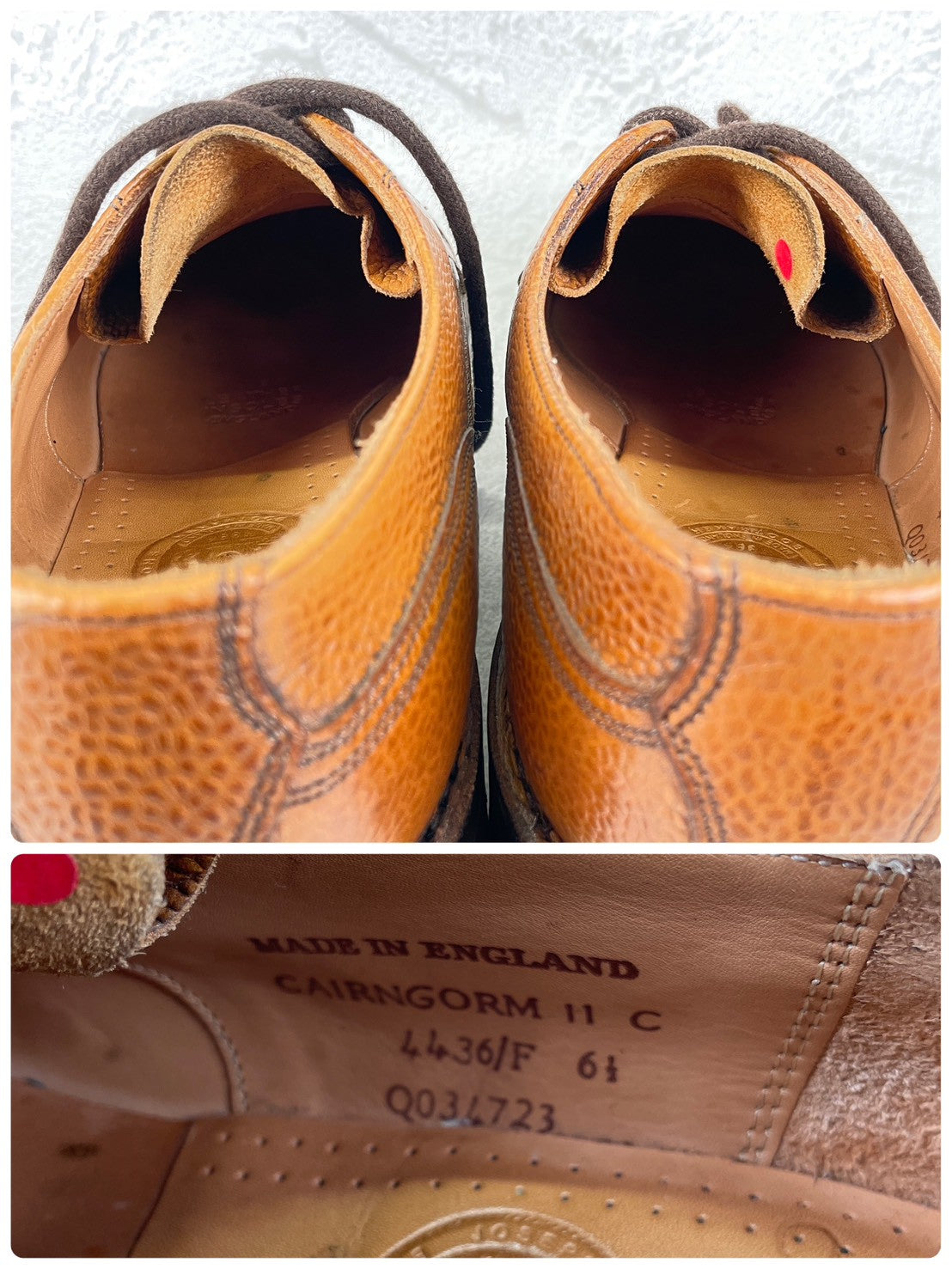 【美品】JOSEPH CHEANEY&SONS ジョセフチーニーアンドサンズ CAIRNGORM 2R / ケンゴン ストレート 外羽根 グレインレザー コマンドソール 茶 ブラウン UK6.5 / 25.0cm【Ｗ3519】