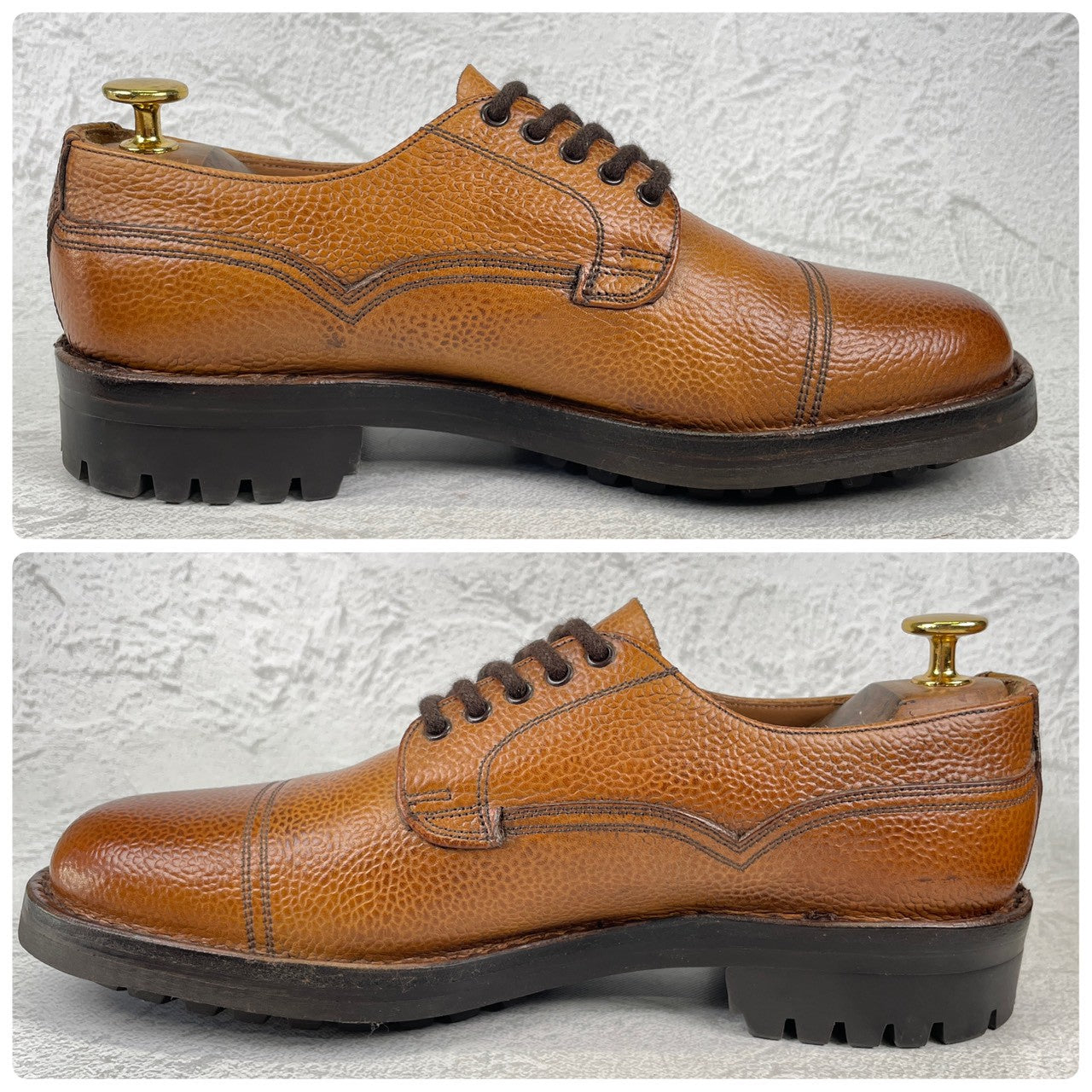 【美品】JOSEPH CHEANEY&SONS ジョセフチーニーアンドサンズ CAIRNGORM 2R / ケンゴン ストレート 外羽根 グレインレザー コマンドソール 茶 ブラウン UK6.5 / 25.0cm【Ｗ3519】