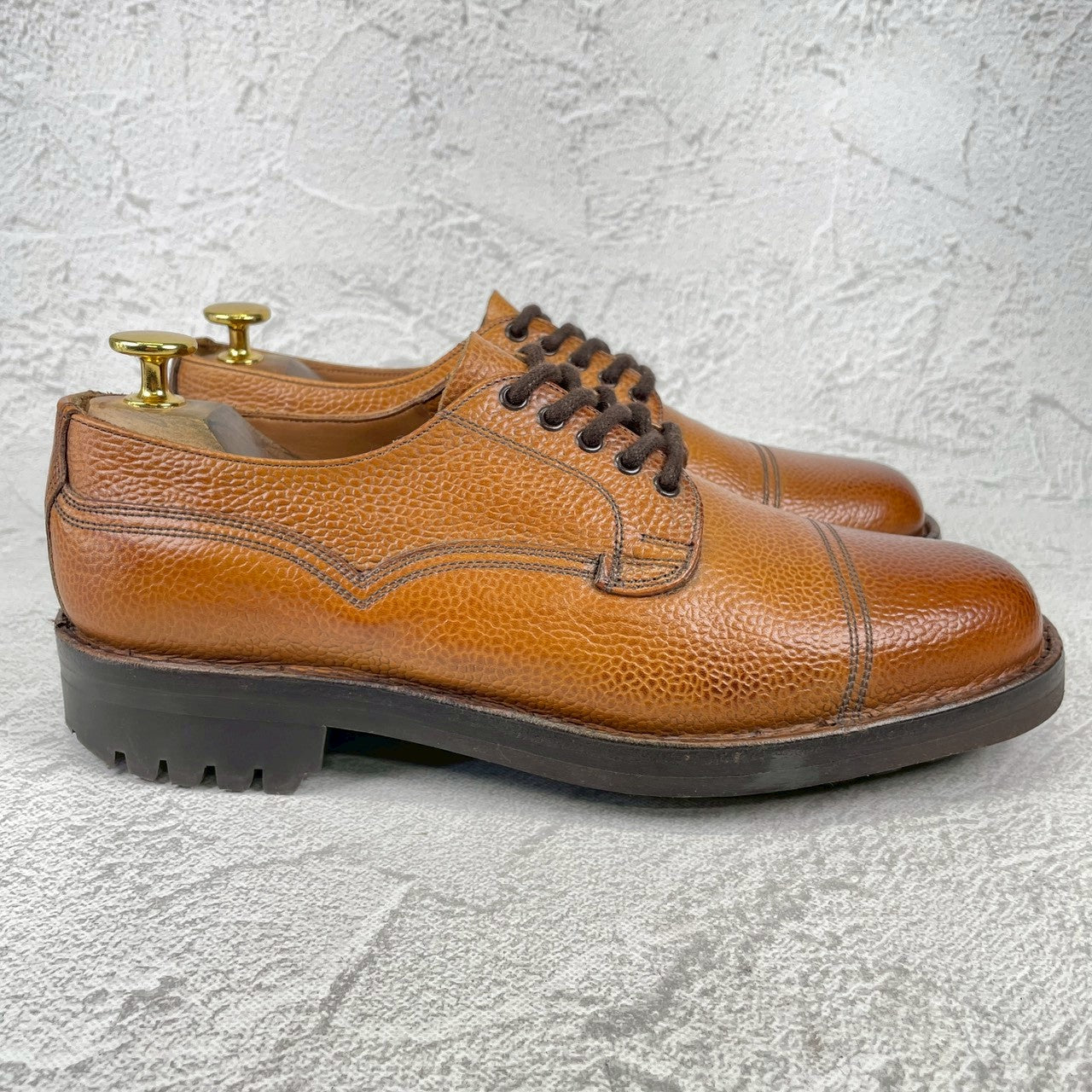 【美品】JOSEPH CHEANEY&SONS ジョセフチーニーアンドサンズ CAIRNGORM 2R / ケンゴン ストレート 外羽根 グレインレザー コマンドソール 茶 ブラウン UK6.5 / 25.0cm【Ｗ3519】