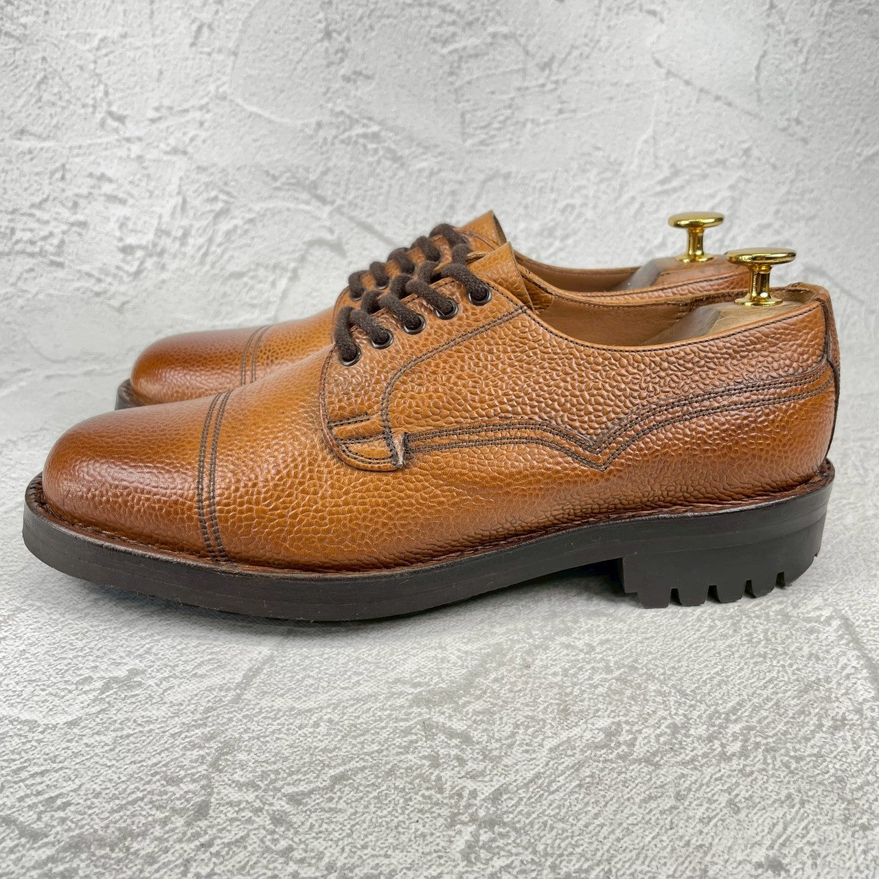【美品】JOSEPH CHEANEY&SONS ジョセフチーニーアンドサンズ CAIRNGORM 2R / ケンゴン ストレート 外羽根 グレインレザー コマンドソール 茶 ブラウン UK6.5 / 25.0cm【Ｗ3519】