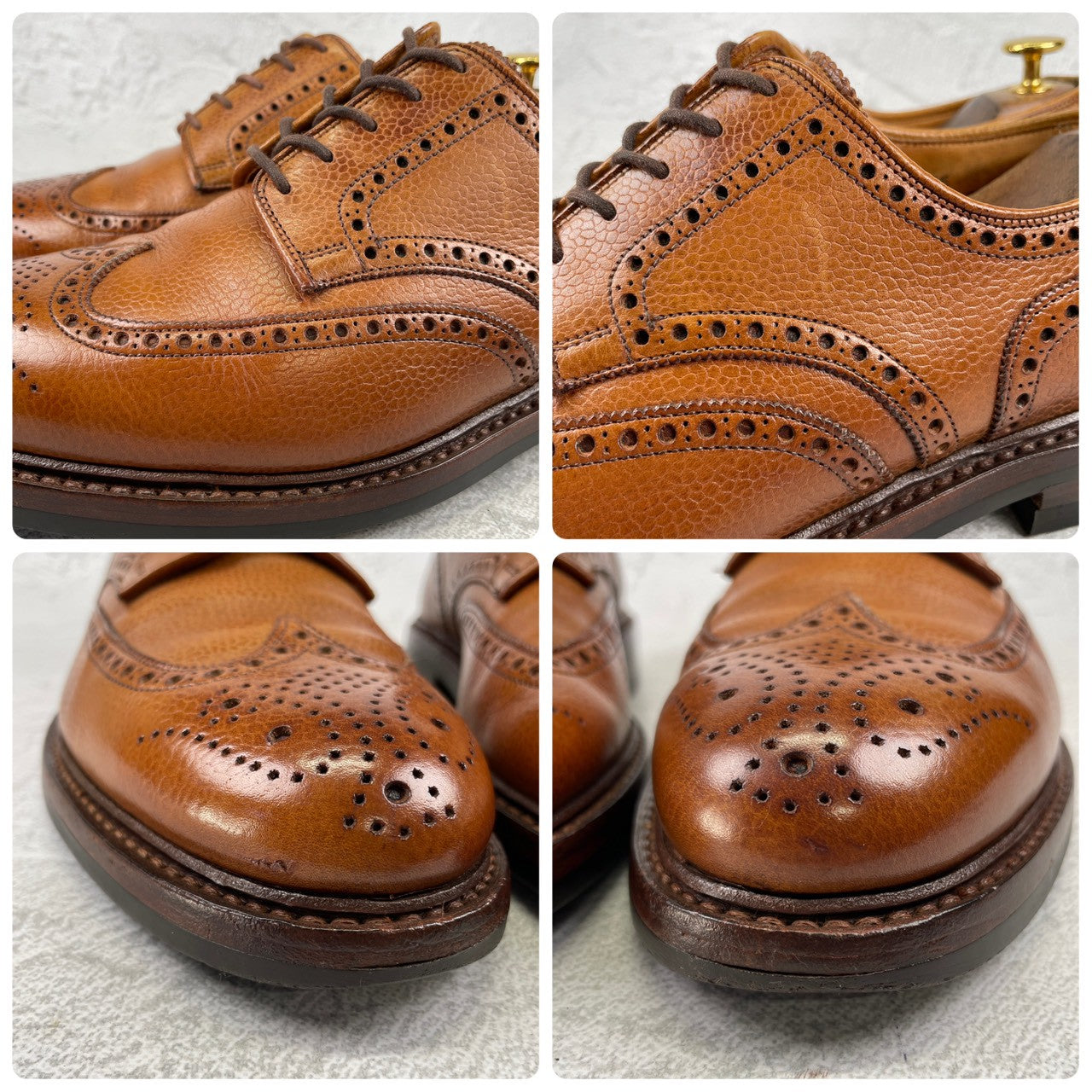 Crockett&Jones クロケットアンドジョーンズ PEMBROKE ペンブローク ウイング 外羽根 メダリオン ブローグ 茶 ブラウン UK6 / 24.5cm【W3515】