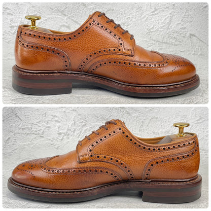 Crockett&Jones クロケットアンドジョーンズ PEMBROKE ペンブローク ウイング 外羽根 メダリオン ブローグ 茶 ブラウン UK6 / 24.5cm【W3515】