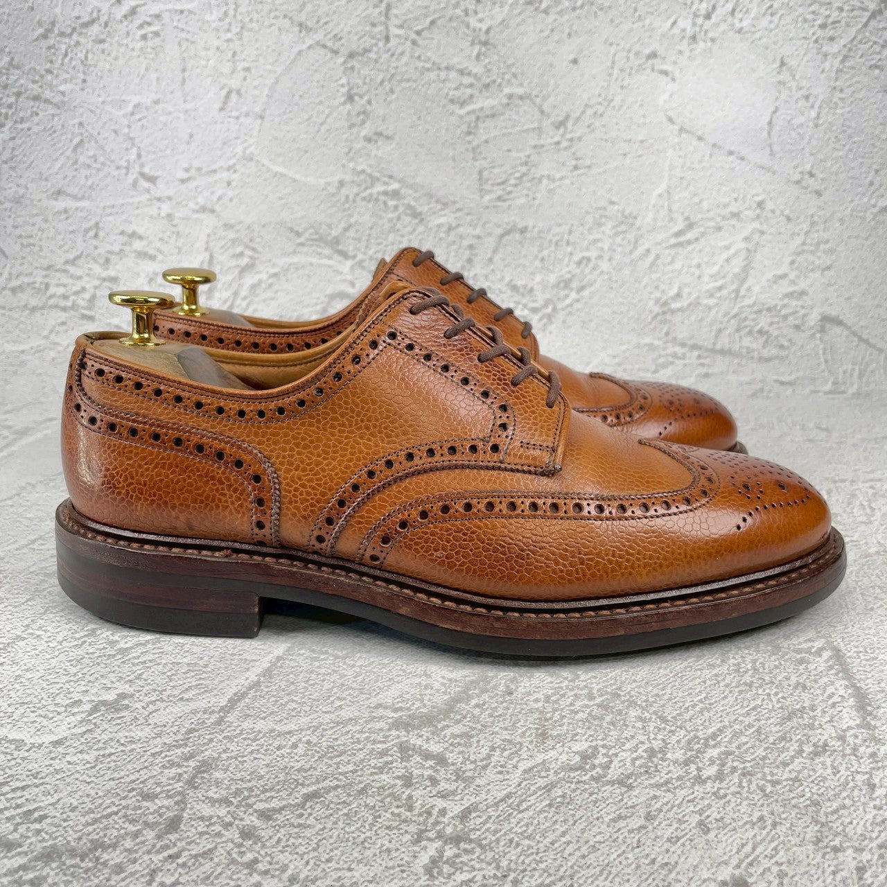 Crockett&Jones クロケットアンドジョーンズ PEMBROKE ペンブローク ウイング 外羽根 メダリオン ブローグ 茶 ブラウン UK6 / 24.5cm【W3515】