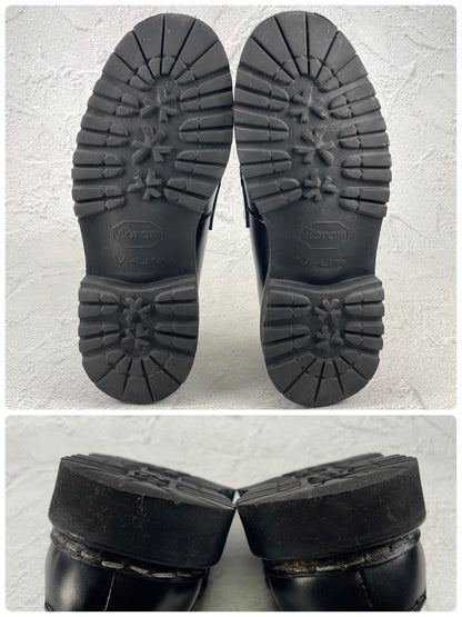 【極美品】Berwick1707 バーウィック 5293 コインローファー ビーフサドル ヴィブラムヴィライトソール 黒 ブラック UK5.5 / 24.5cm【W3514】