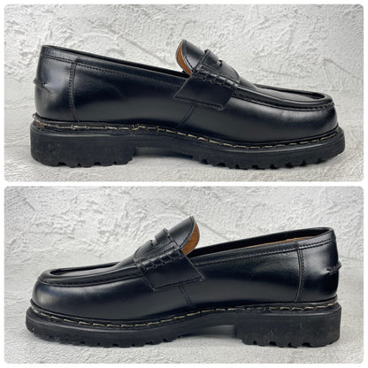 【極美品】Berwick1707 バーウィック 5293 コインローファー ビーフサドル ヴィブラムヴィライトソール 黒 ブラック UK5.5 / 24.5cm【W3514】