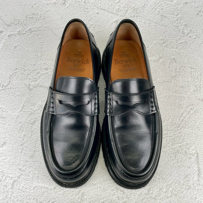 【極美品】Berwick1707 バーウィック 5293 コインローファー ビーフサドル ヴィブラムヴィライトソール 黒 ブラック UK5.5 / 24.5cm【W3514】