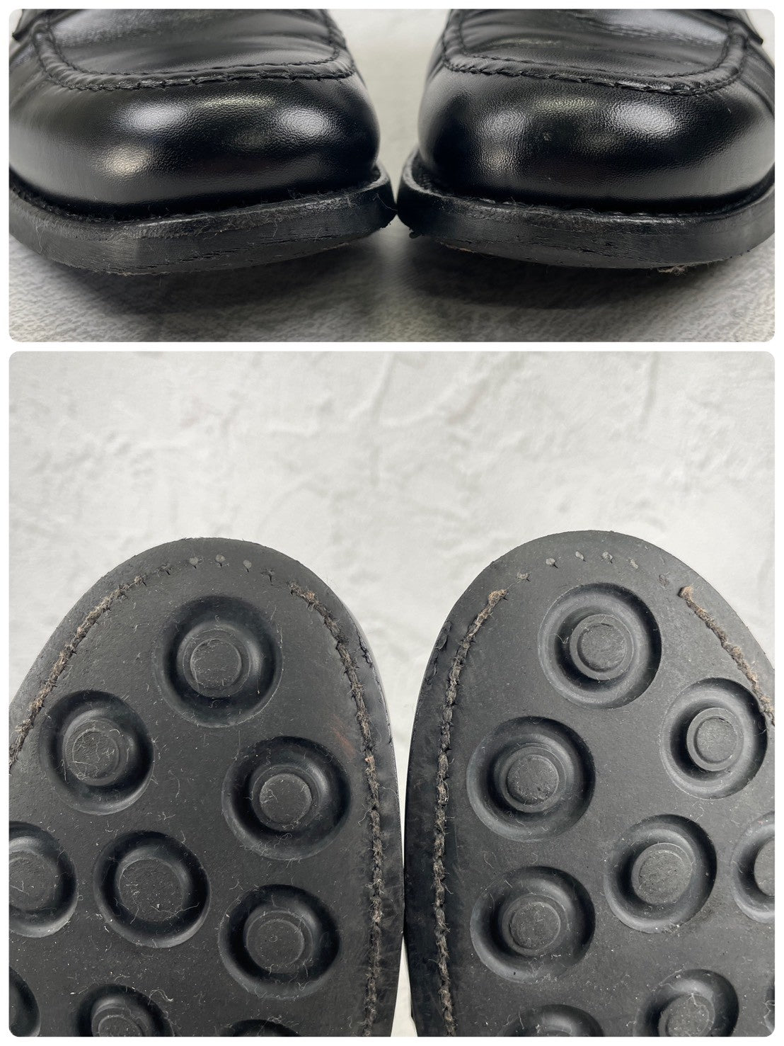 【良品】Berwick1707 バーウィック 4545 コインローファー ハーフサドル ダイナイトソール 黒 ブラック UK5 / 24.0cm【W3513】