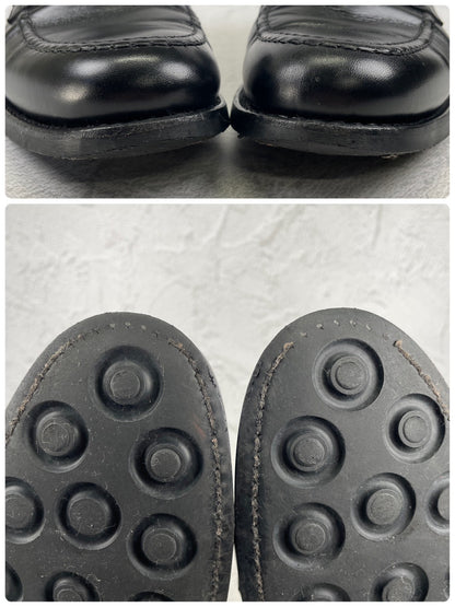 【良品】Berwick1707 バーウィック 4545 コインローファー ハーフサドル ダイナイトソール 黒 ブラック UK5 / 24.0cm【W3513】
