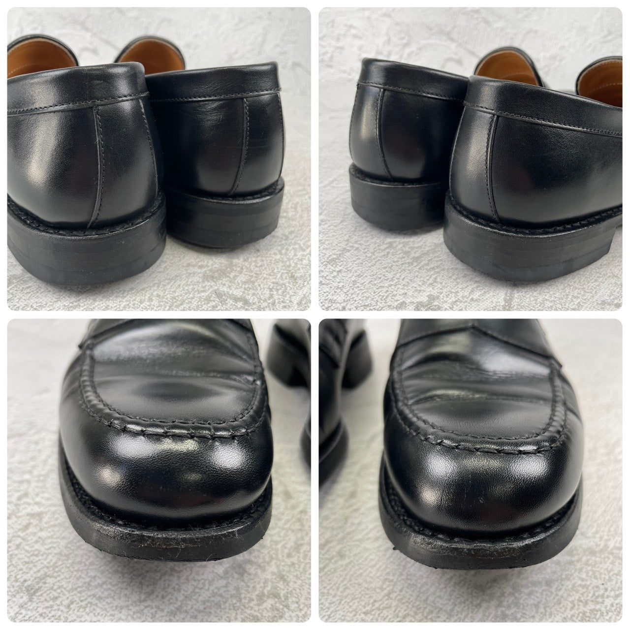 【良品】Berwick1707 バーウィック 4545 コインローファー ハーフサドル ダイナイトソール 黒 ブラック UK5 / 24.0cm【W3513】