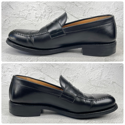 【良品】Berwick1707 バーウィック 4545 コインローファー ハーフサドル ダイナイトソール 黒 ブラック UK5 / 24.0cm【W3513】