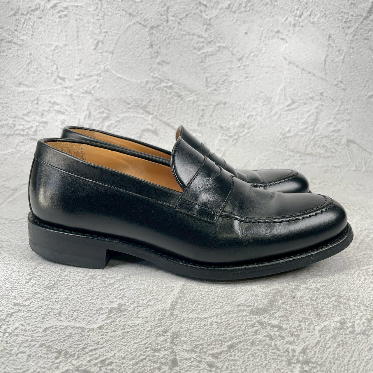 【良品】Berwick1707 バーウィック 4545 コインローファー ハーフサドル ダイナイトソール 黒 ブラック UK5 / 24.0cm【W3513】
