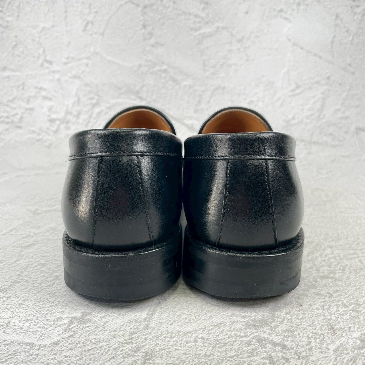 【良品】Berwick1707 バーウィック 4545 コインローファー ハーフサドル ダイナイトソール 黒 ブラック UK5 / 24.0cm【W3513】
