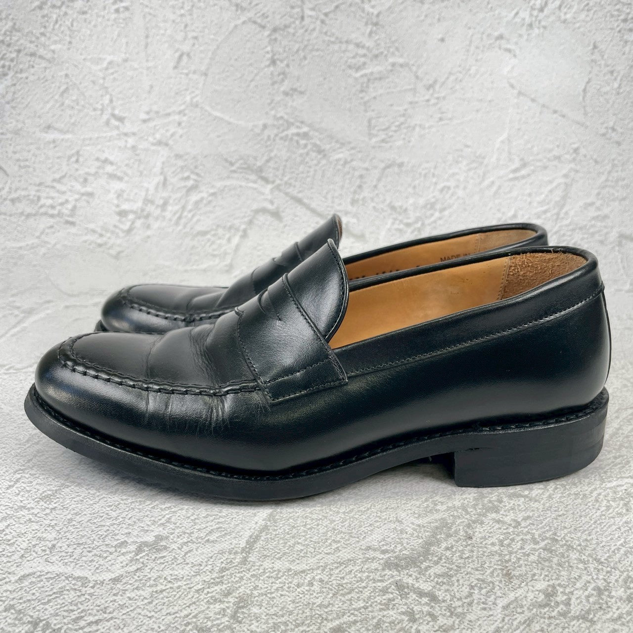 【良品】Berwick1707 バーウィック 4545 コインローファー ハーフサドル ダイナイトソール 黒 ブラック UK5 / 24.0cm【W3513】