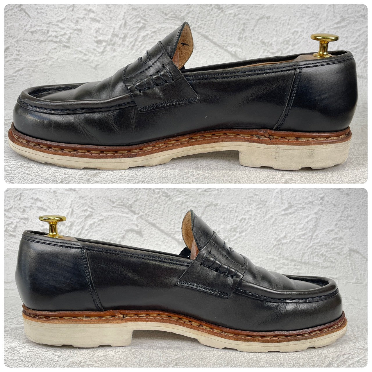 【かかと修理済み】Paraboot パラブーツ REIMS ランス コインローファー ビーフロール カーキ UK9 / 27.5cm【Ｗ3524】