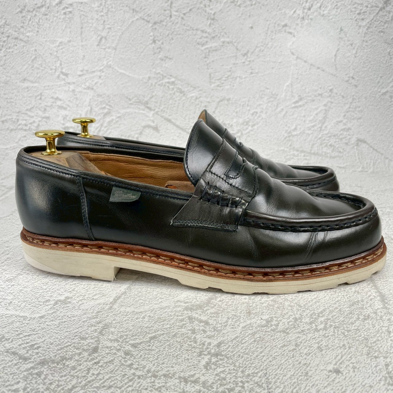 【かかと修理済み】Paraboot パラブーツ REIMS ランス コインローファー ビーフロール カーキ UK9 / 27.5cm【Ｗ3524】