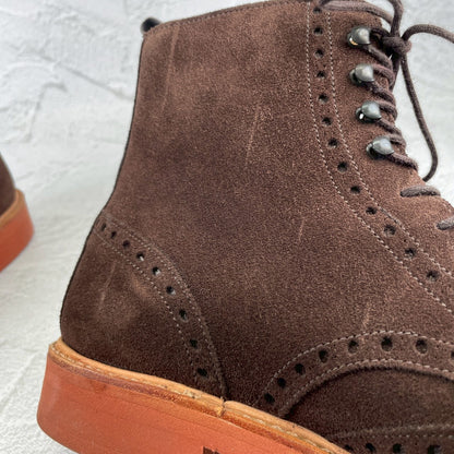 【未使用】CROCKETT&JONES クロケット＆ジョーンズ SKYE スカイ ウイング ブローグ カントリーブーツ スエード 茶 ブラウン UK7.5 / 26.0cm【W3527】