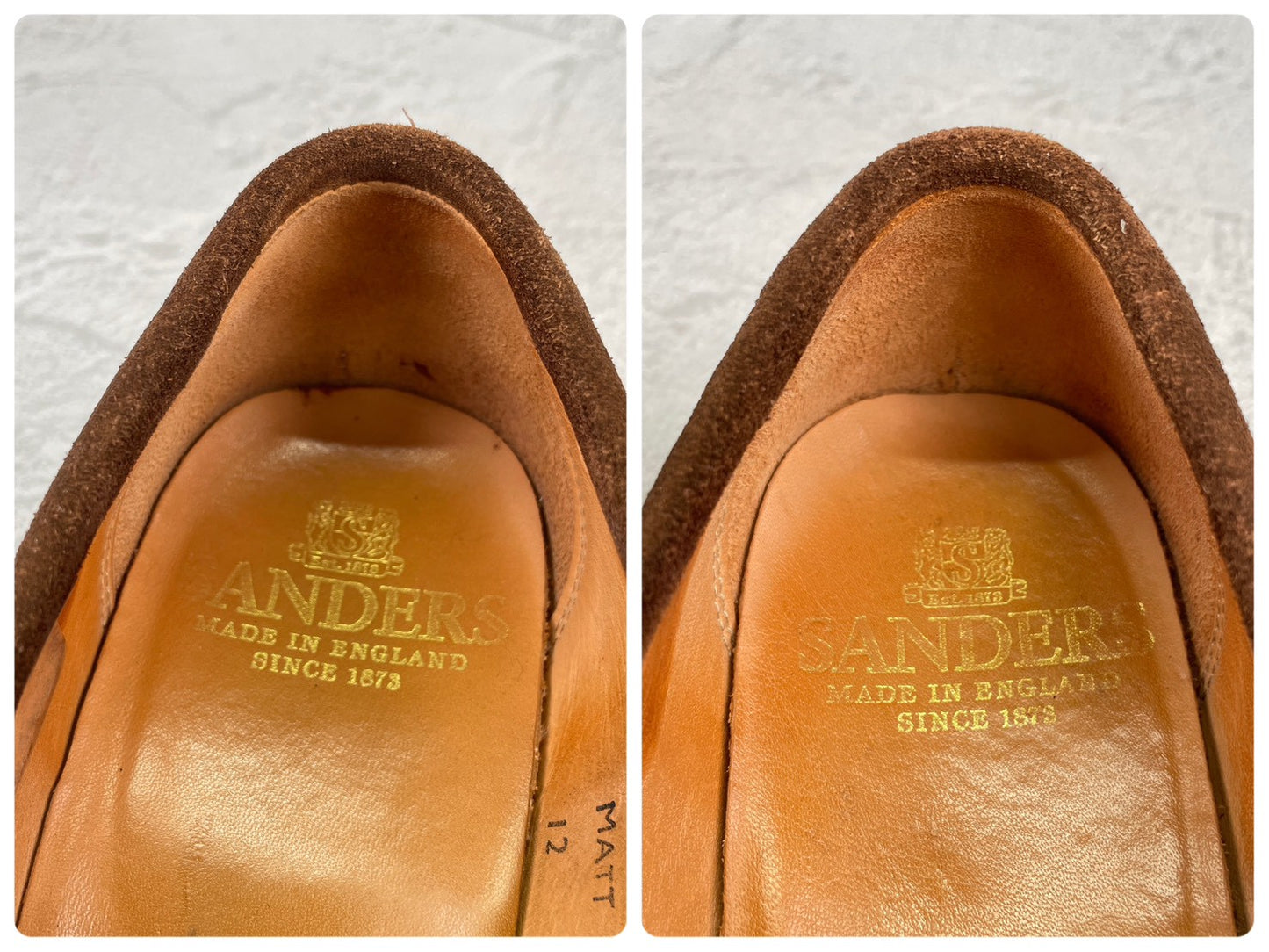 【美品】SANDERS サンダース 9319SS コインローファー ハーフサドル スエード 茶 ブラウン UK7 / 25.5cm【Ｗ3522】