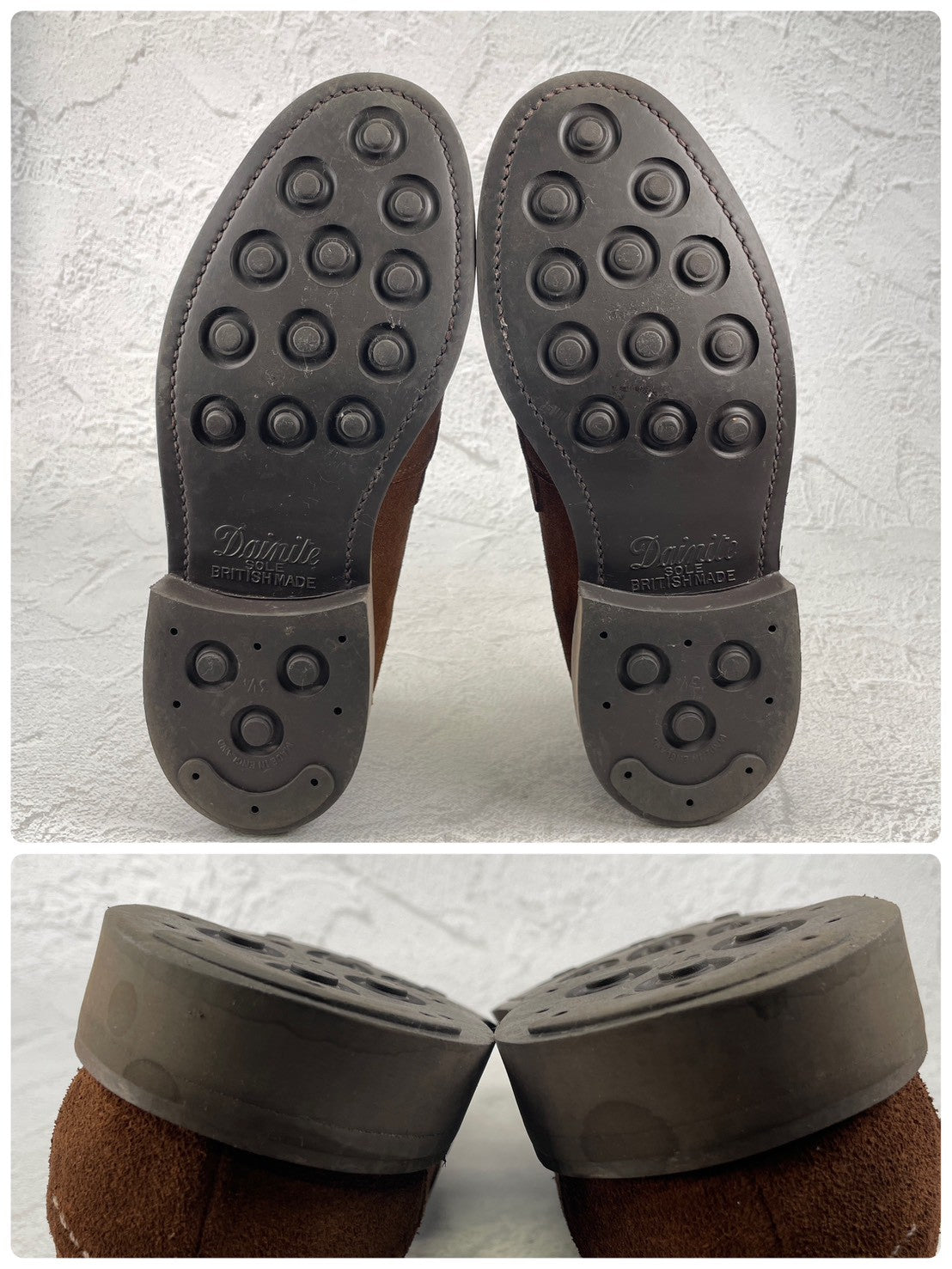 【美品】SANDERS サンダース 9319SS コインローファー ハーフサドル スエード 茶 ブラウン UK7 / 25.5cm【Ｗ3522】