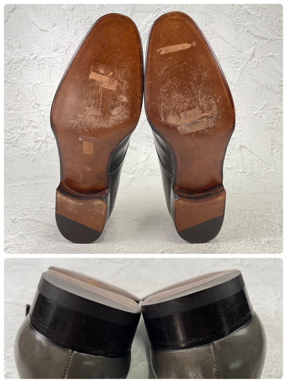 ENZO BONAFE エンツォボナフェ シングルモンク ローファー ハンドメイド グレー 40.5 / 25.5cm【KI0009】