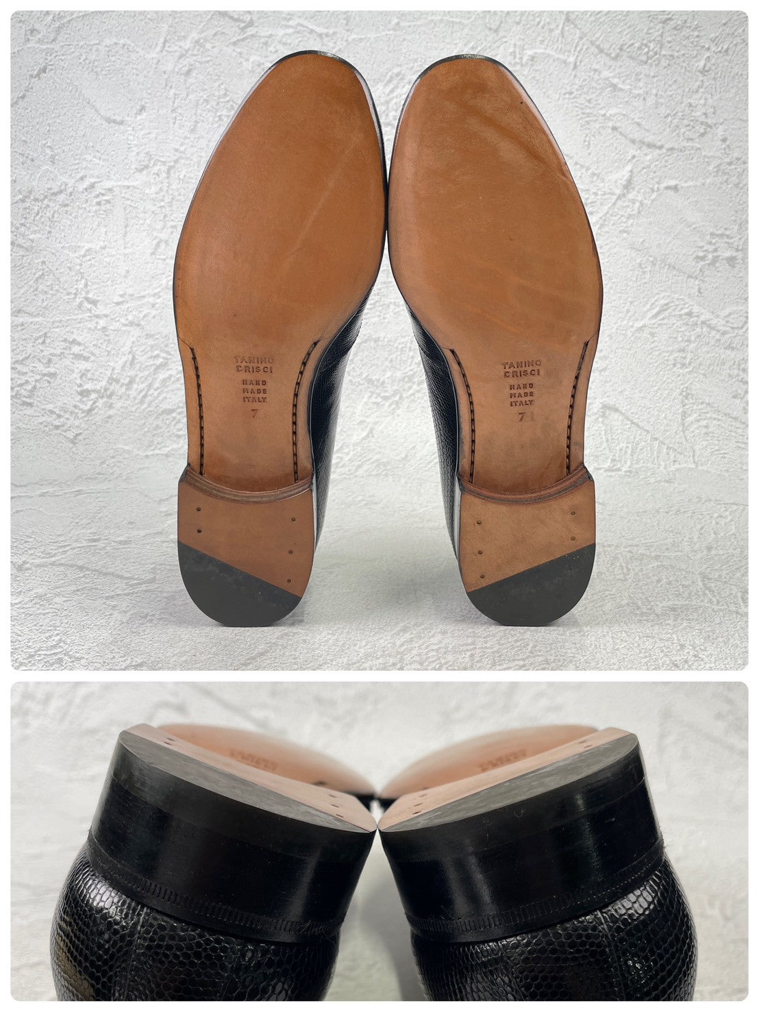 【未使用】TANINO CRISCI タニノクリスチー リザードレザー シングルモンク ローファー 黒 UK7 / 25.5cm【KI0006】