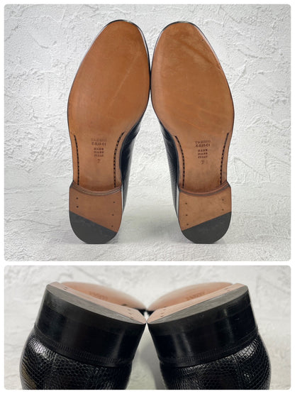 【未使用】TANINO CRISCI タニノクリスチー リザードレザー シングルモンク ローファー 黒 UK7 / 25.5cm【KI0006】