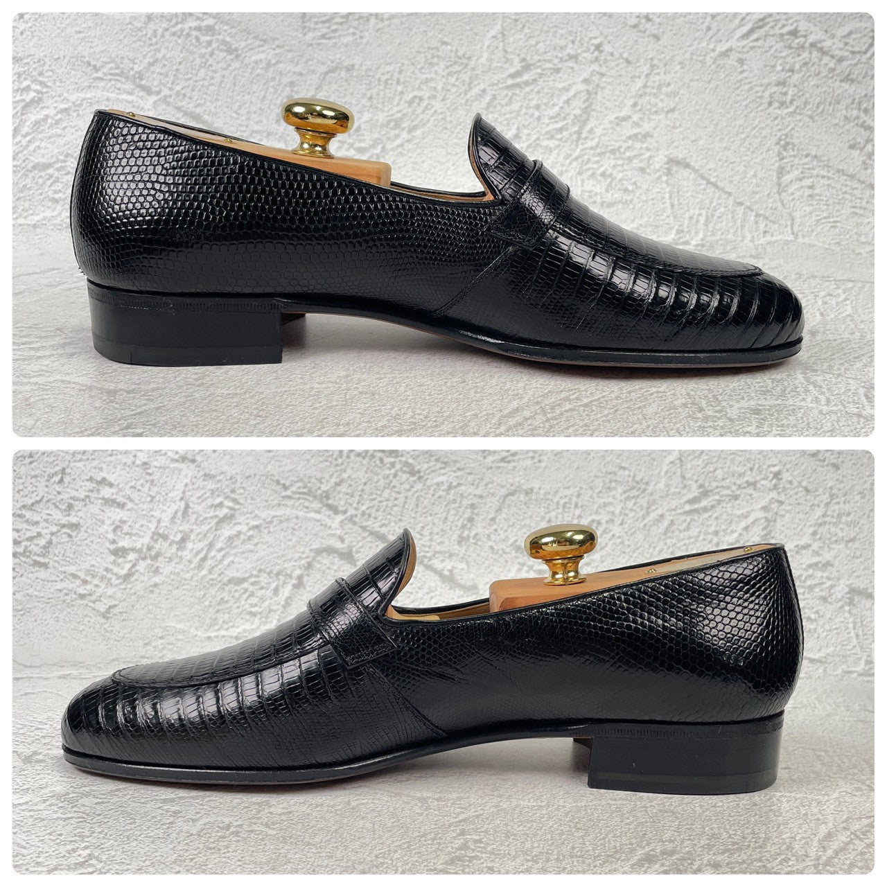 【未使用】TANINO CRISCI タニノクリスチー リザードレザー シングルモンク ローファー 黒 UK7 / 25.5cm【KI0006】