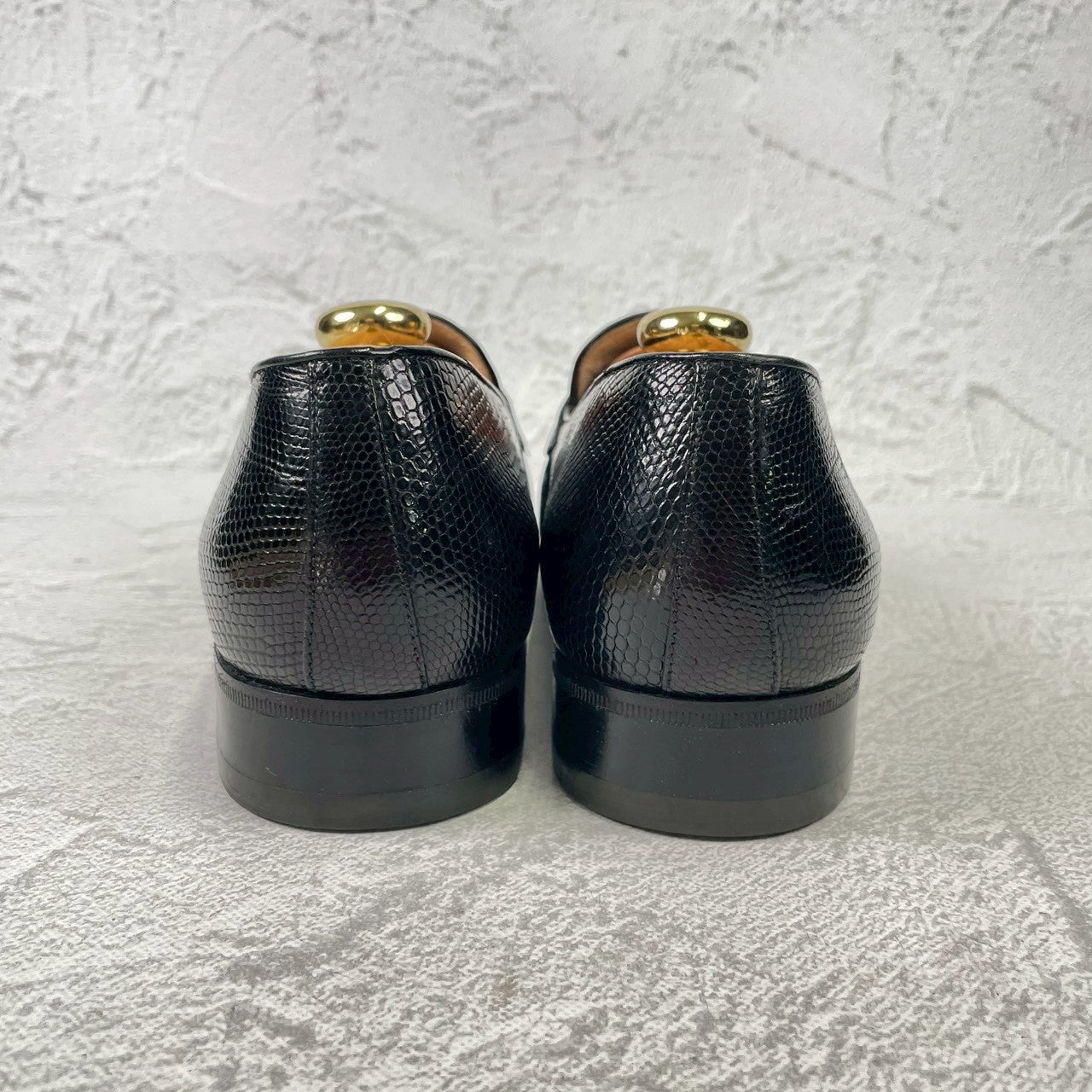 【未使用】TANINO CRISCI タニノクリスチー リザードレザー シングルモンク ローファー 黒 UK7 / 25.5cm【KI0006】