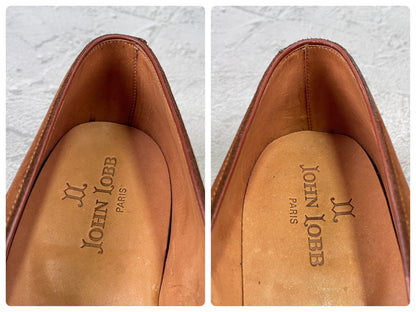 JOHN LOBB PARIS ジョンロブ パリロゴ LOPEZ ロペス コインローファー スエード 茶 UK7 / 25.5cm【KI0005】