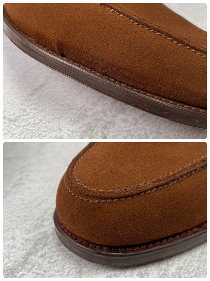 JOHN LOBB PARIS ジョンロブ パリロゴ LOPEZ ロペス コインローファー スエード 茶 UK7 / 25.5cm【KI0005】