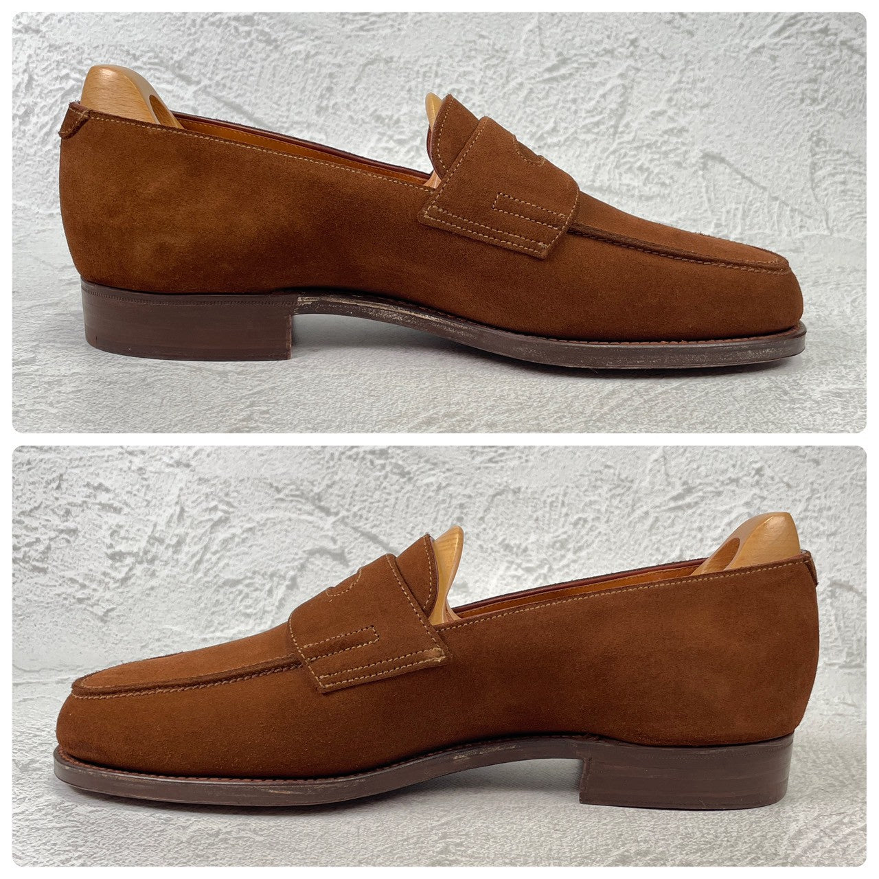 JOHN LOBB PARIS ジョンロブ パリロゴ LOPEZ ロペス コインローファー スエード 茶 UK7 / 25.5cm【KI0005】