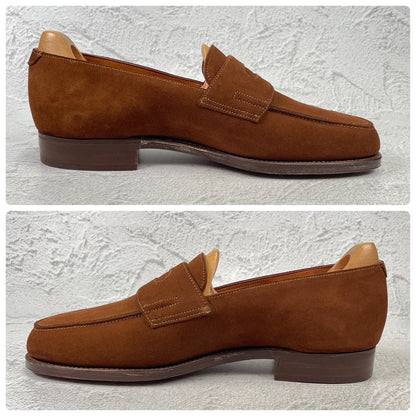JOHN LOBB PARIS ジョンロブ パリロゴ LOPEZ ロペス コインローファー スエード 茶 UK7 / 25.5cm【KI0005】