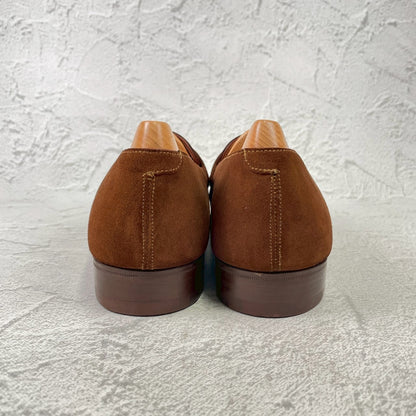 JOHN LOBB PARIS ジョンロブ パリロゴ LOPEZ ロペス コインローファー スエード 茶 UK7 / 25.5cm【KI0005】