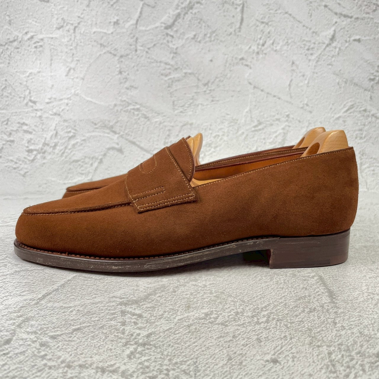JOHN LOBB PARIS ジョンロブ パリロゴ LOPEZ ロペス コインローファー スエード 茶 UK7 / 25.5cm【KI0005】