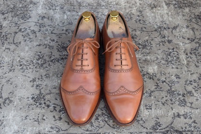 【良品】Crockett&Jones クロケットアンドジョーンズ ウイングチップ クォーターブローグ 内羽根 茶 ブラウン UK7.5 / 26.0cm【W3352】