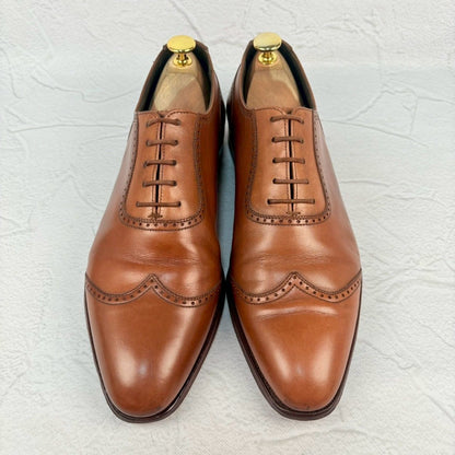 【良品】Crockett&Jones クロケットアンドジョーンズ ウイングチップ クォーターブローグ 内羽根 茶 ブラウン UK7.5 / 26.0cm【W3352】