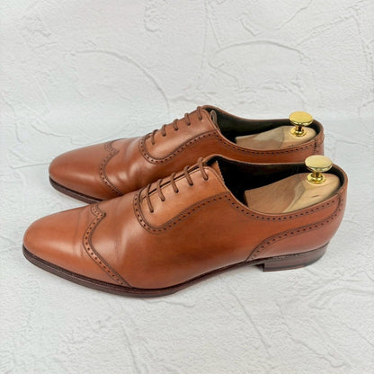 【良品】Crockett&Jones クロケットアンドジョーンズ ウイングチップ クォーターブローグ 内羽根 茶 ブラウン UK7.5 / 26.0cm【W3352】