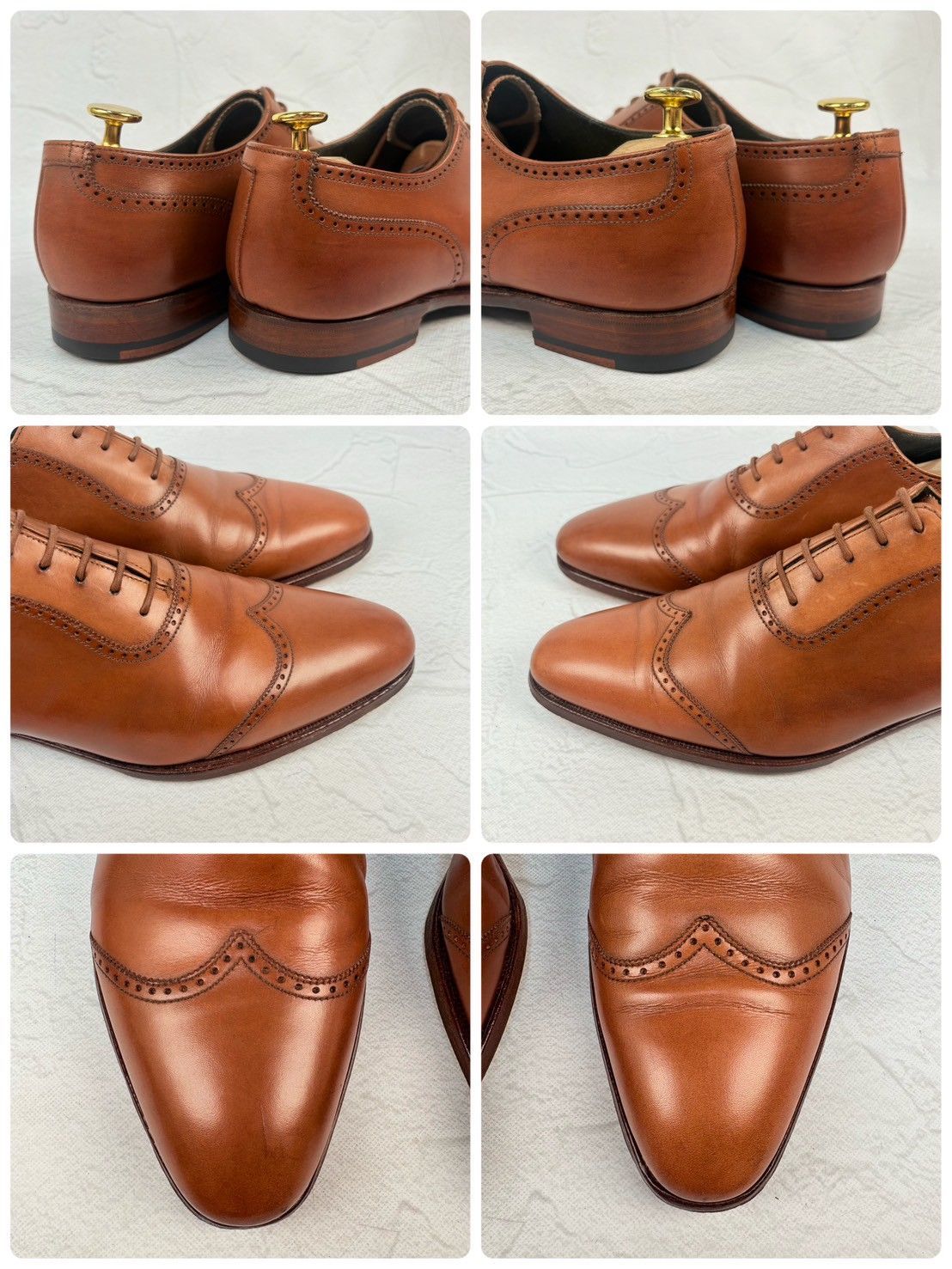 【良品】Crockett&Jones クロケットアンドジョーンズ ウイングチップ クォーターブローグ 内羽根 茶 ブラウン UK7.5 / 26.0cm【W3352】