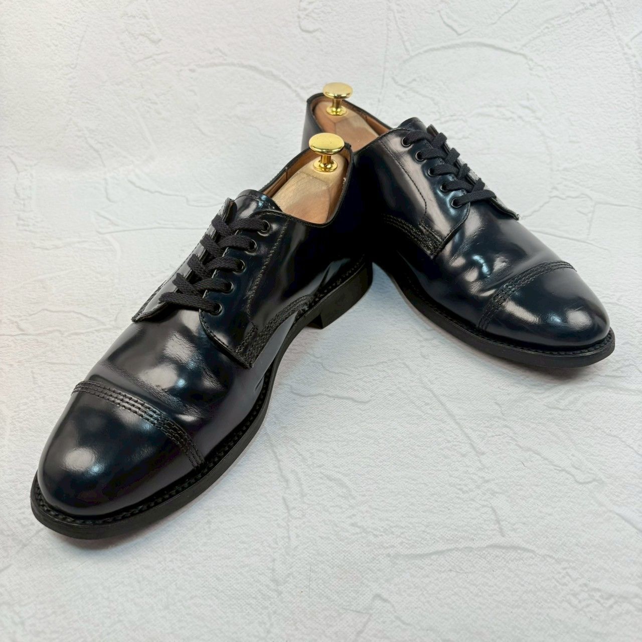 【美品】SANDERS サンダース 1128 ミリタリーダービー MILITARY DERBY 濃紺 ネイビー UK6.5 / 25.5cm相当 [W3317]