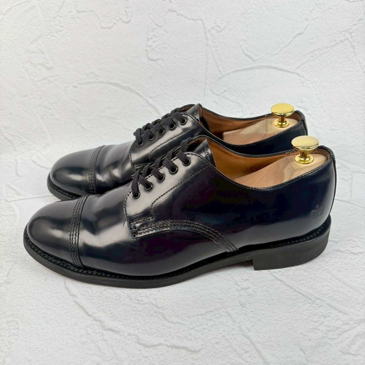 【美品】SANDERS サンダース 1128 ミリタリーダービー MILITARY DERBY 濃紺 ネイビー UK6.5 / 25.5cm相当 [W3317]