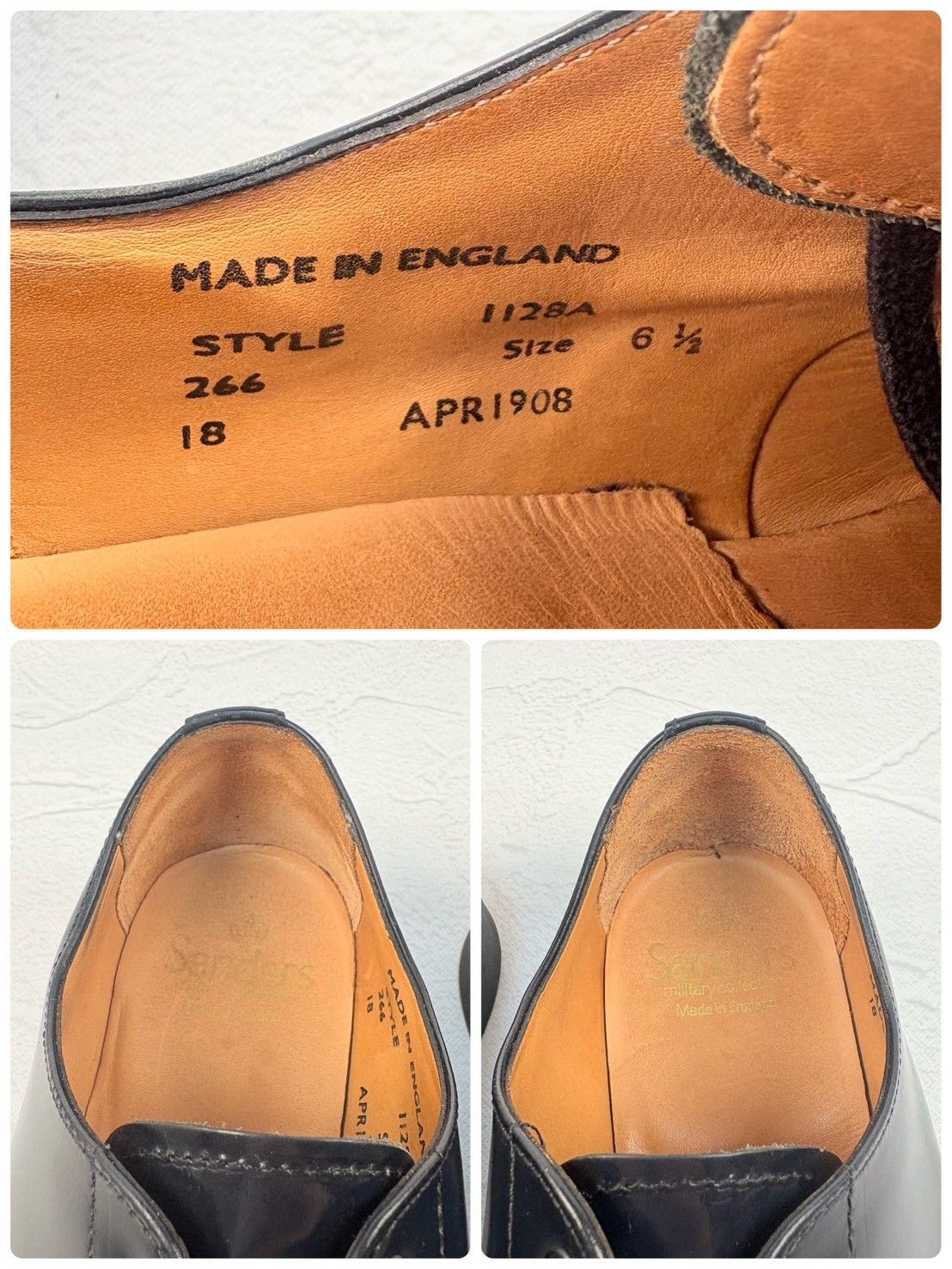 【美品】SANDERS サンダース 1128 ミリタリーダービー MILITARY DERBY 濃紺 ネイビー UK6.5 / 25.5cm相当 [W3317]