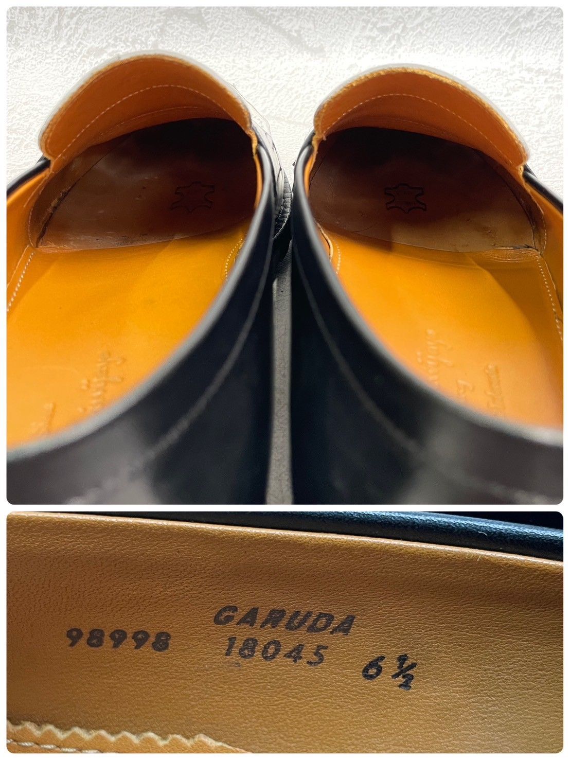 【美品】Jalan Sriwijaya ジャランスリヴァヤ 98998 GARUDA ガルーダ コインローファー バイカラー 黒 ブラック 白 ホワイト UK6.5 / 25cm【W3369】