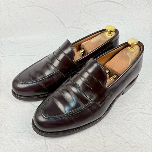 【美品・リフト交換済み】Berwick バーウィック 9628 コインローファー 濃茶 ダークブラウン UK6.5 / 25.5cm [W3322]