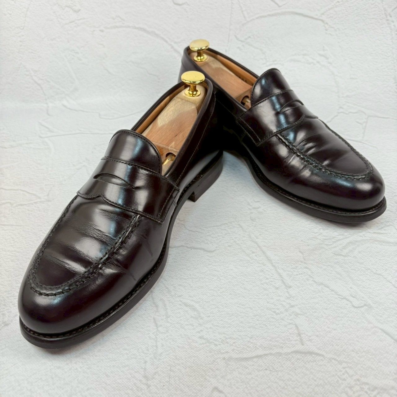 【美品・リフト交換済み】Berwick バーウィック 9628 コインローファー 濃茶 ダークブラウン UK6.5 / 25.5cm [W3322]