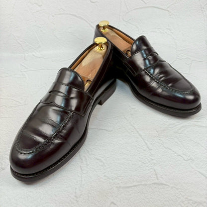 【美品・リフト交換済み】Berwick バーウィック 9628 コインローファー 濃茶 ダークブラウン UK6.5 / 25.5cm [W3322]