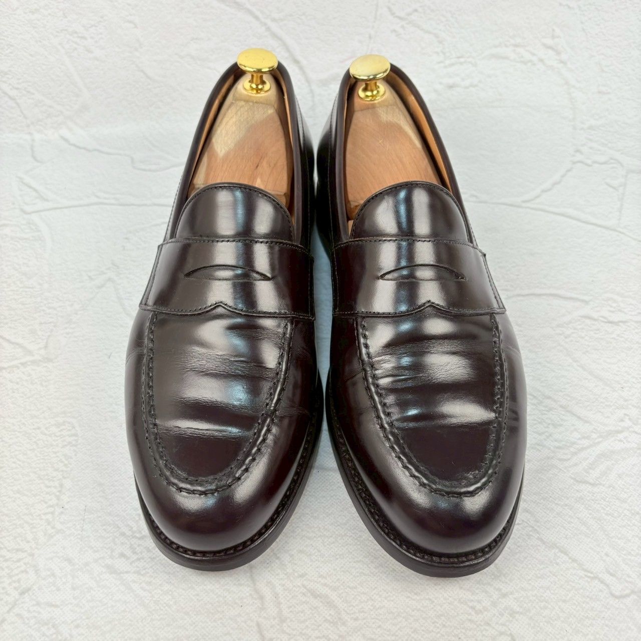 【美品・リフト交換済み】Berwick バーウィック 9628 コインローファー 濃茶 ダークブラウン UK6.5 / 25.5cm [W3322]