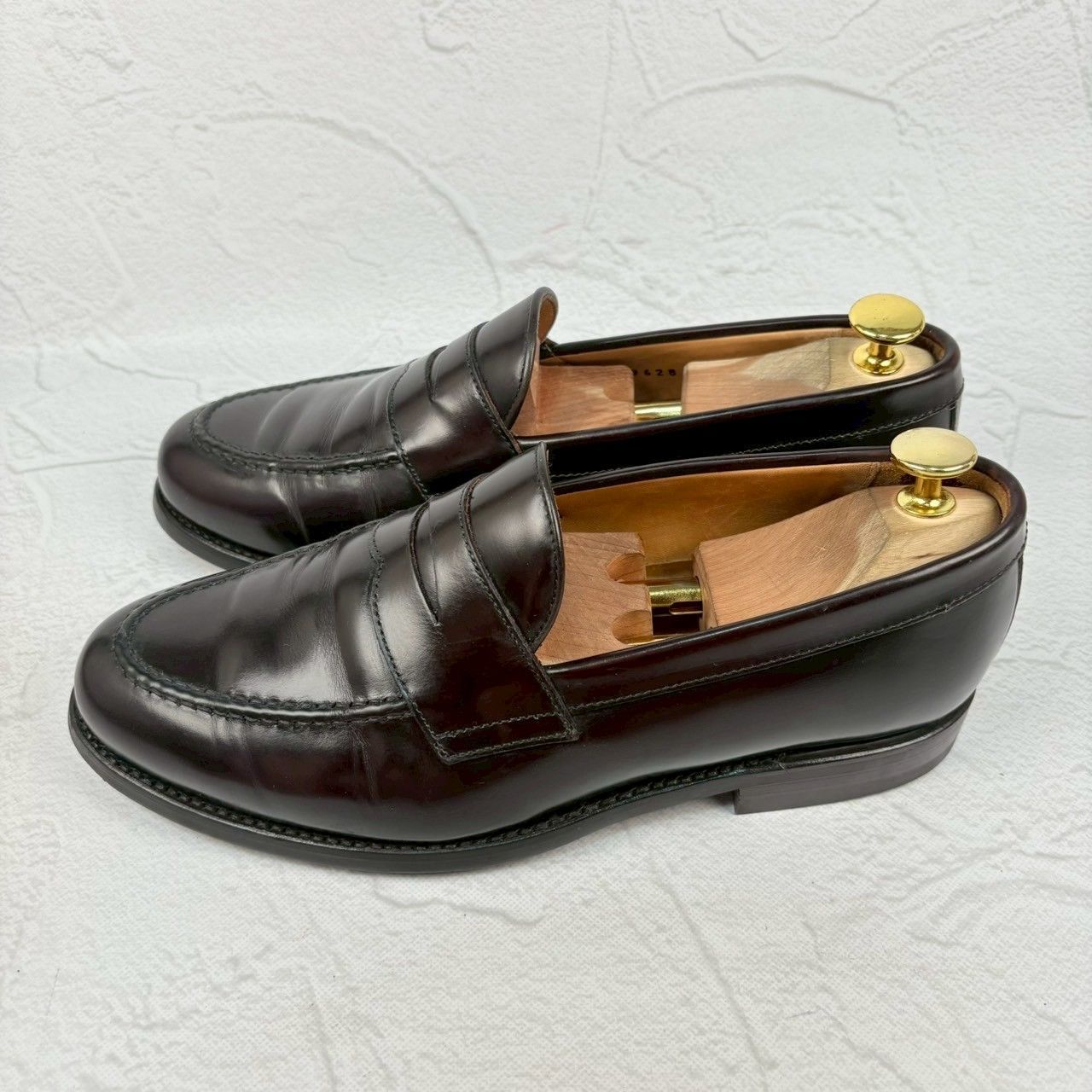 【美品・リフト交換済み】Berwick バーウィック 9628 コインローファー 濃茶 ダークブラウン UK6.5 / 25.5cm [W3322]