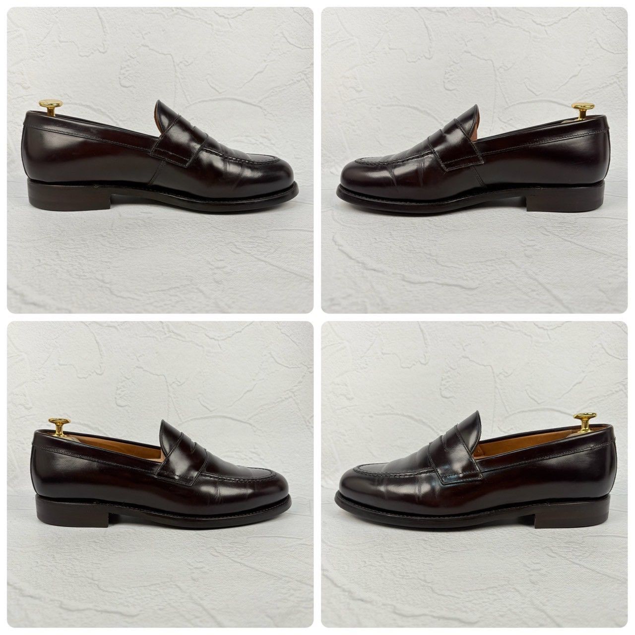 【美品・リフト交換済み】Berwick バーウィック 9628 コインローファー 濃茶 ダークブラウン UK6.5 / 25.5cm [W3322]