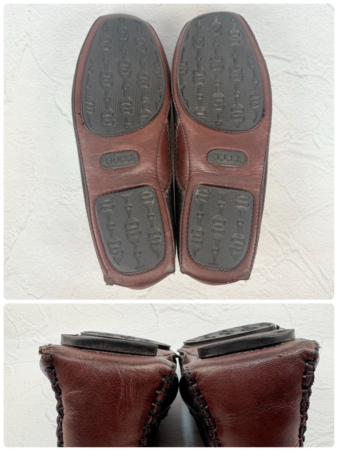 【良品】GUCCI グッチ オパンカーファー ドライビングシューズ 黒 ブラック 5M / 24cm相当 [W3325]