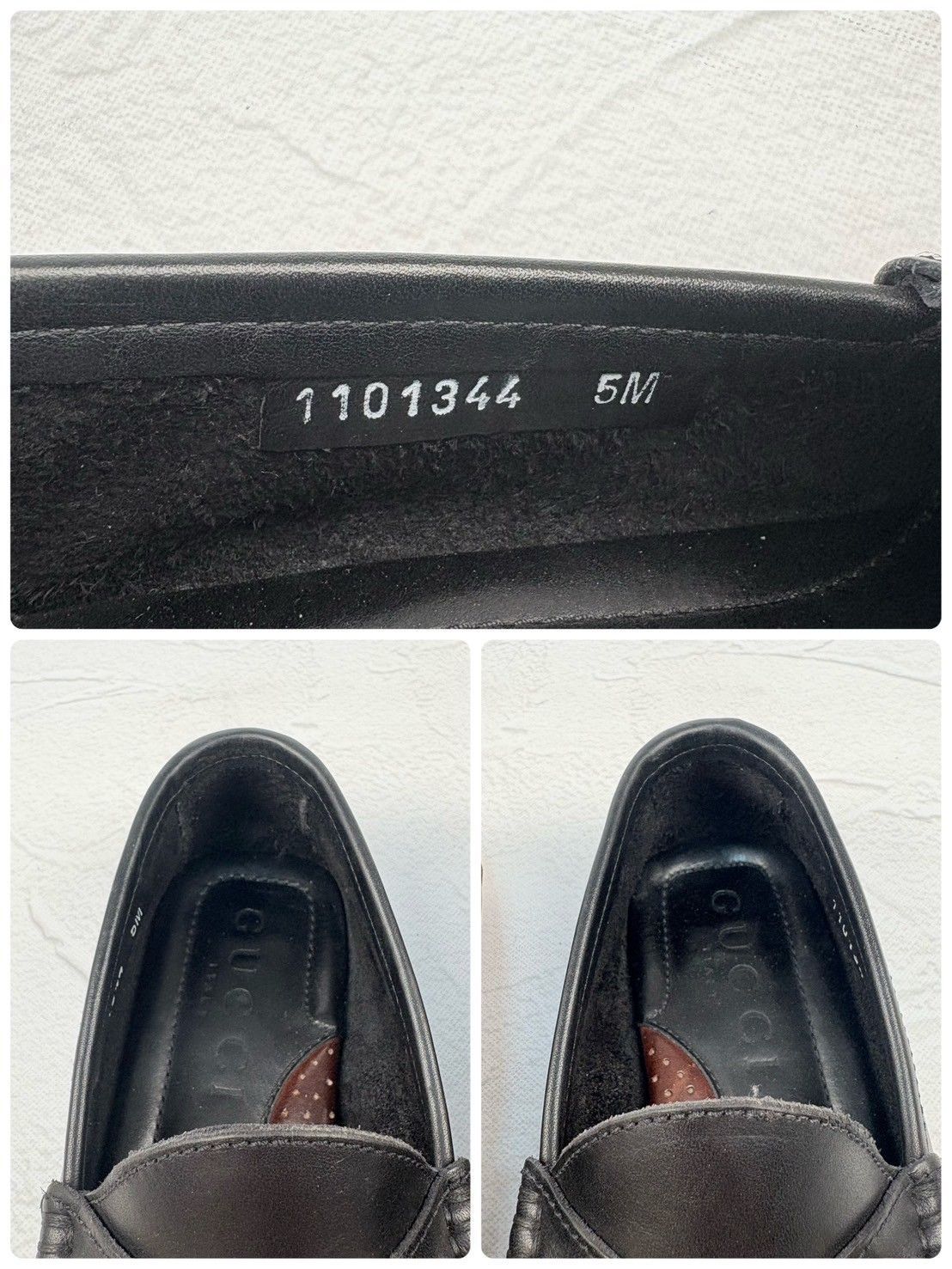 【良品】GUCCI グッチ オパンカーファー ドライビングシューズ 黒 ブラック 5M / 24cm相当 [W3325]