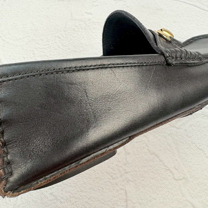 【良品】GUCCI グッチ オパンカーファー ドライビングシューズ 黒 ブラック 5M / 24cm相当 [W3325]